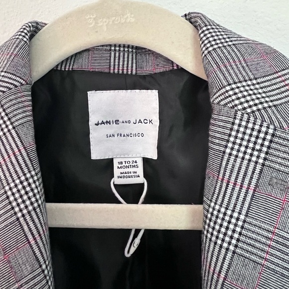 Janie and Jack Gray Plaid Blazer with Pink Accents - Picture 3 of 3